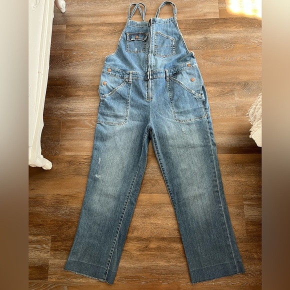 True Religion Overalls Zipper Front Relaxed Fit Thin adjustable Straps Size XL - Picture 1 of 13